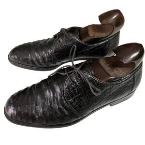 Vintage Foster & Rainer Genuine Ostrich Leather Men’s Dress Shoes Black 9MSpain